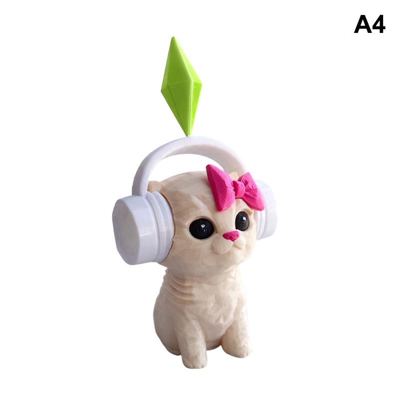 

Dancing Cat Statue Wearing Headphones 3D Printed Cat Ornament Home Office Decor Car Decoration Party Gift