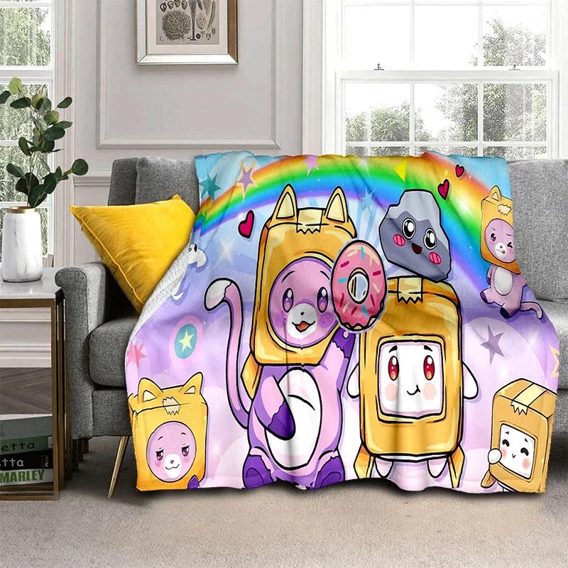 New Style Lankybox Boxy Foxy Rocky Cartoon Blanket,Soft Throw Blanket for Home Bedroom Bed Sofa Travel Picnic Cover Kid