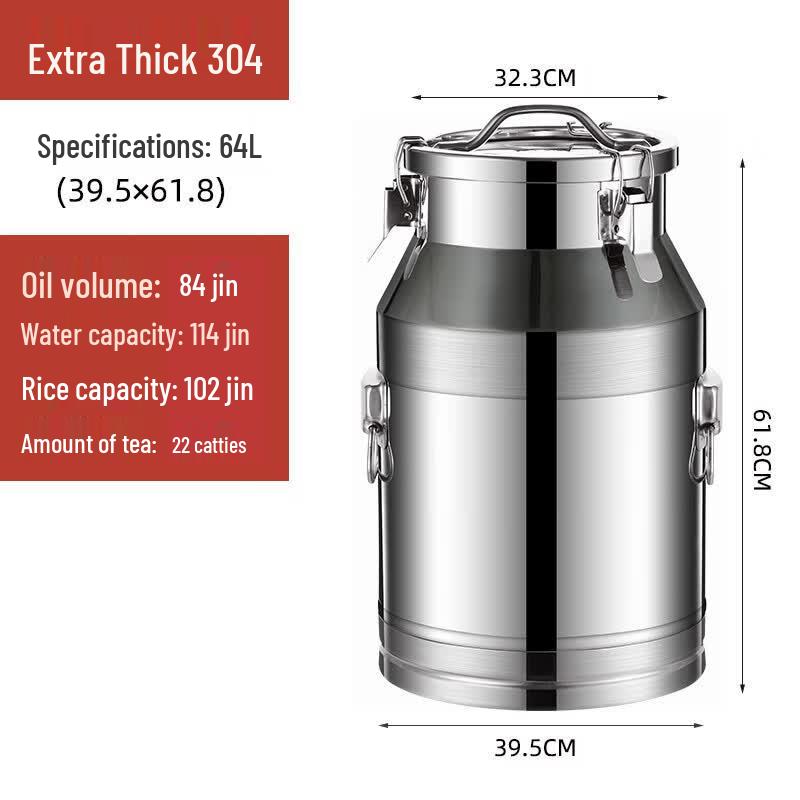 Lianmei 304 Stainless Steel Extra Thick Sealed Storage Bucket