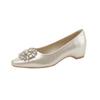 Women's Shoes Season New Rhinestone Square Head Middle Heel One Pedal Shallow High Heels Single Shoes Women