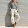 Women's Off Shoulder Top and Casual Pants Two Piece Outfit Set