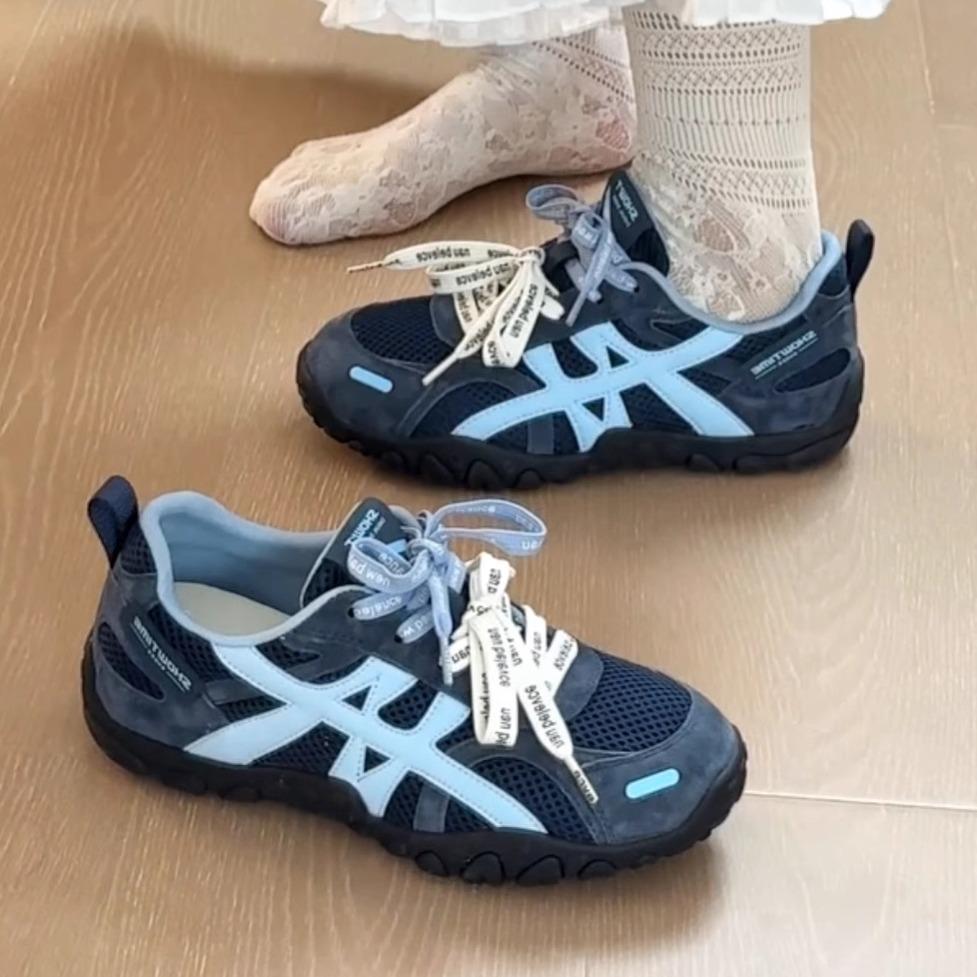 Cowhide version cm inner height increase women's new small blue thick bottom sports and leisure