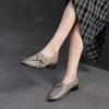 Johnature Scarpe col tacco a spillo con punta a punta, stile retrò, in vera pelle, versatili, da donna, slip-on
