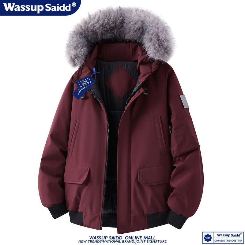 Wassup Saidd Fur Collar Parka 2025 New Men's Winter Thickened Warm Cotton Coat Jacket Thickened and Warm