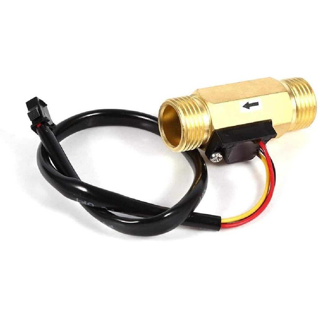 Water Flow Sensor Switch Hall Effect Water Flowmeter Meter 1-30L/min, DC4.5-18V, Copper - Water Flow Hall Sensor