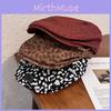 Leopard Fashion Print Smiling Face Pattern Women Casual Beret For Autumn