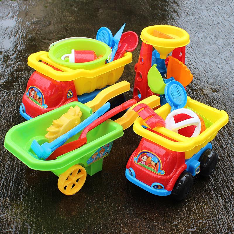 Popular Large Plastic Beach Toy Car Sandglass Set for Kids - Perfect for Sand and Water Play, Bath Time, and Recreation.