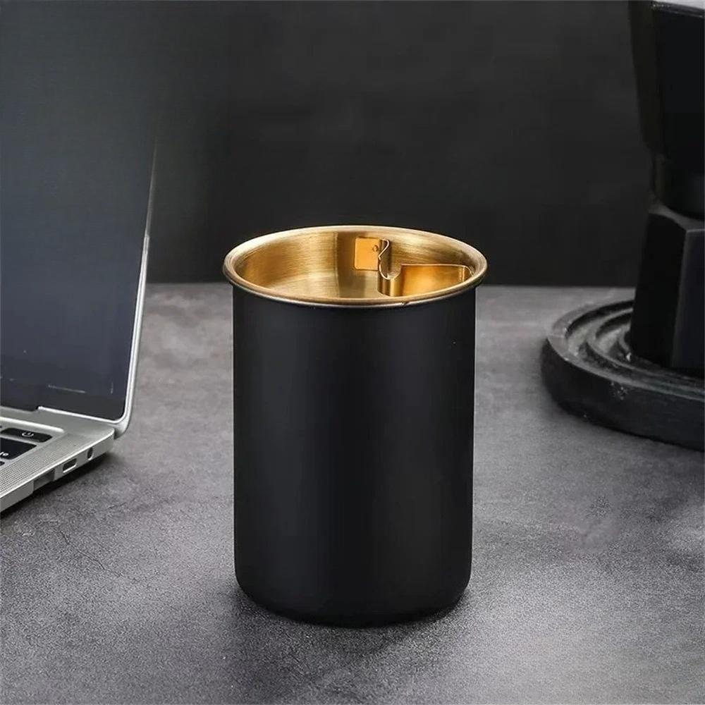 Ashtray Stainless Steel Ashtray With Lid Round Windproof Stainless Steel Smokeless Cigar Ashtray Patio Indoor 1PC