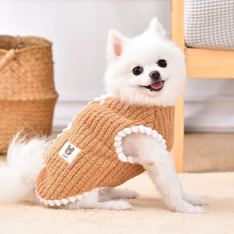 Winter Warm Soft Fleece Dog Coat Pet Vest Jacket for Small Dogs French Bulldog Chihuahua Yorkies Puppy Cat Solid Color Cold