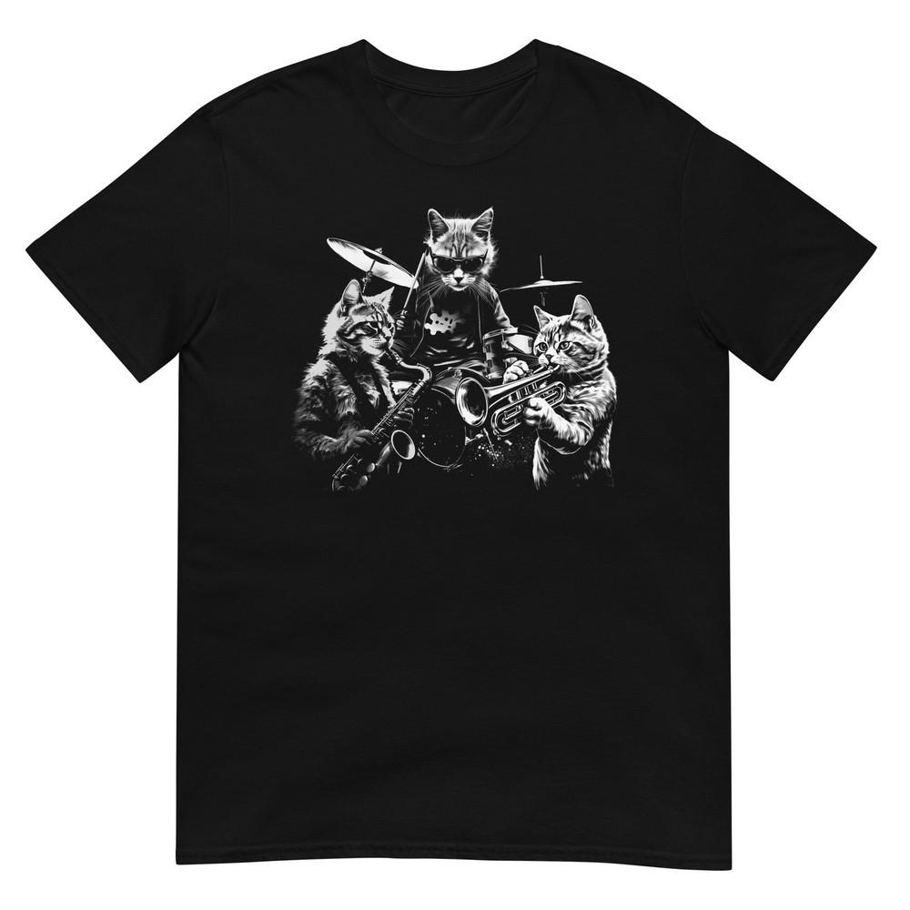 

Cat Tshirt Jazz Band Tee Kitty Cats Lover Pet TShirt Unisex Design Unisex T-Shirt L