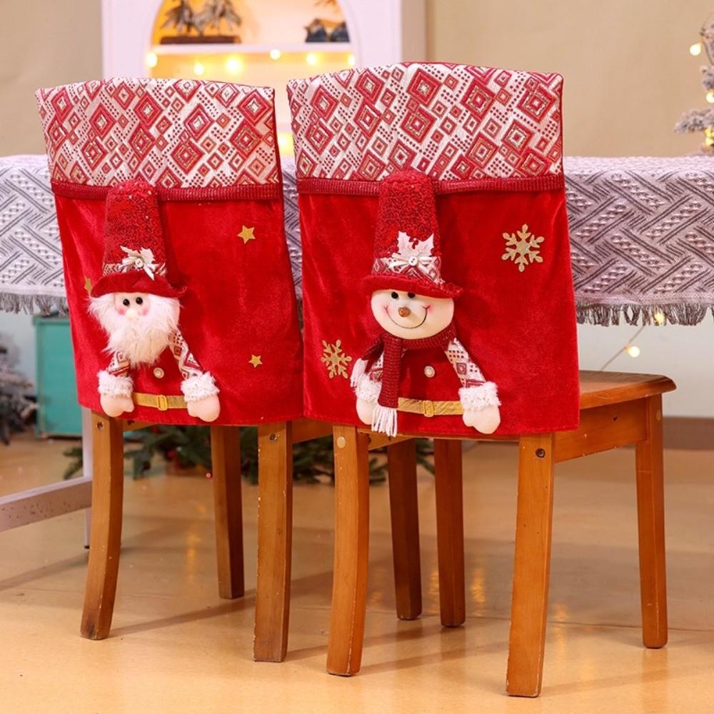 Soft Christmas Chair Cover Cartoon Chair Back Decor Xmas Dinner Chair Seat Cover  Restaurant