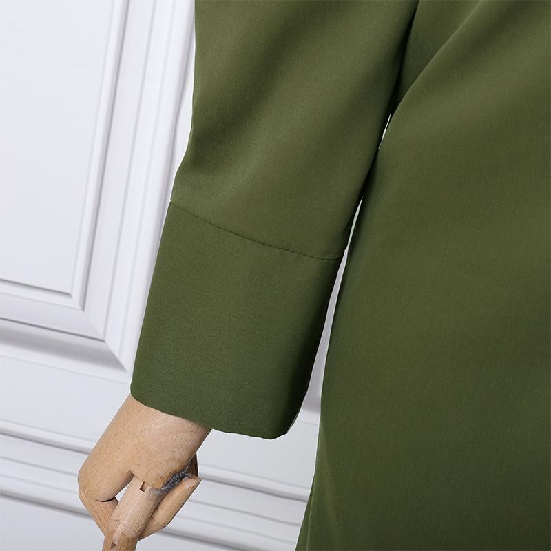 ZANZEA Women Casual Turn Down Collar Long Sleeve Solid Dress