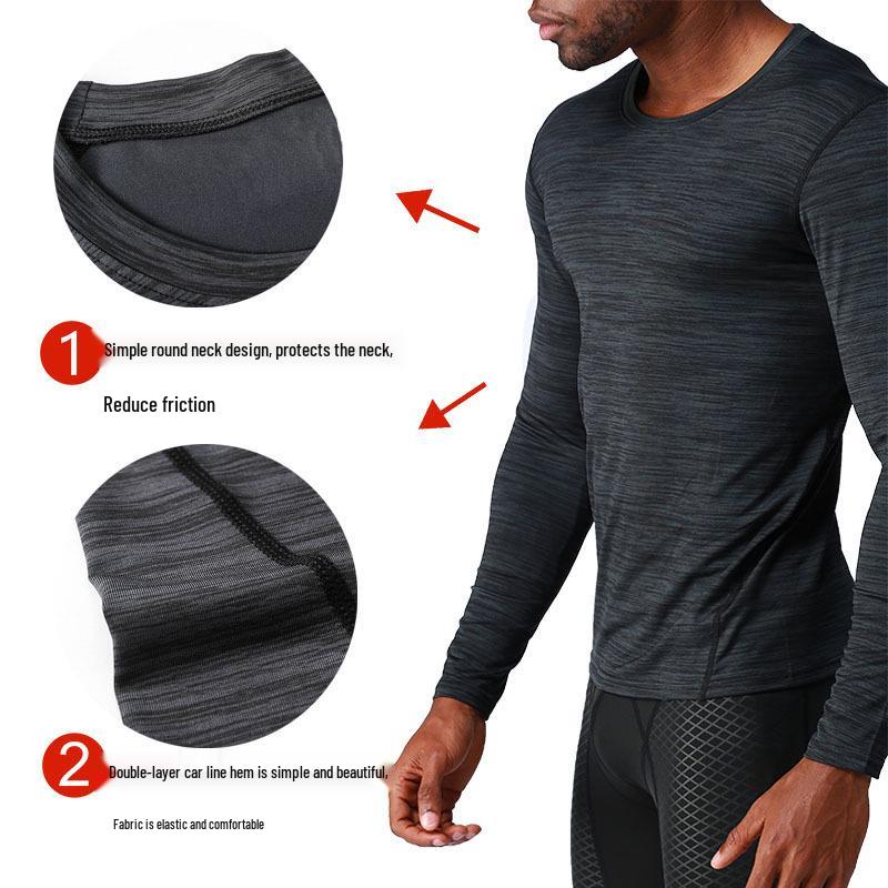 Men's Cross-Border Athletic Wear: Long-Sleeve Tight-Fit Basketball & Running Suit for Autumn/Winter.