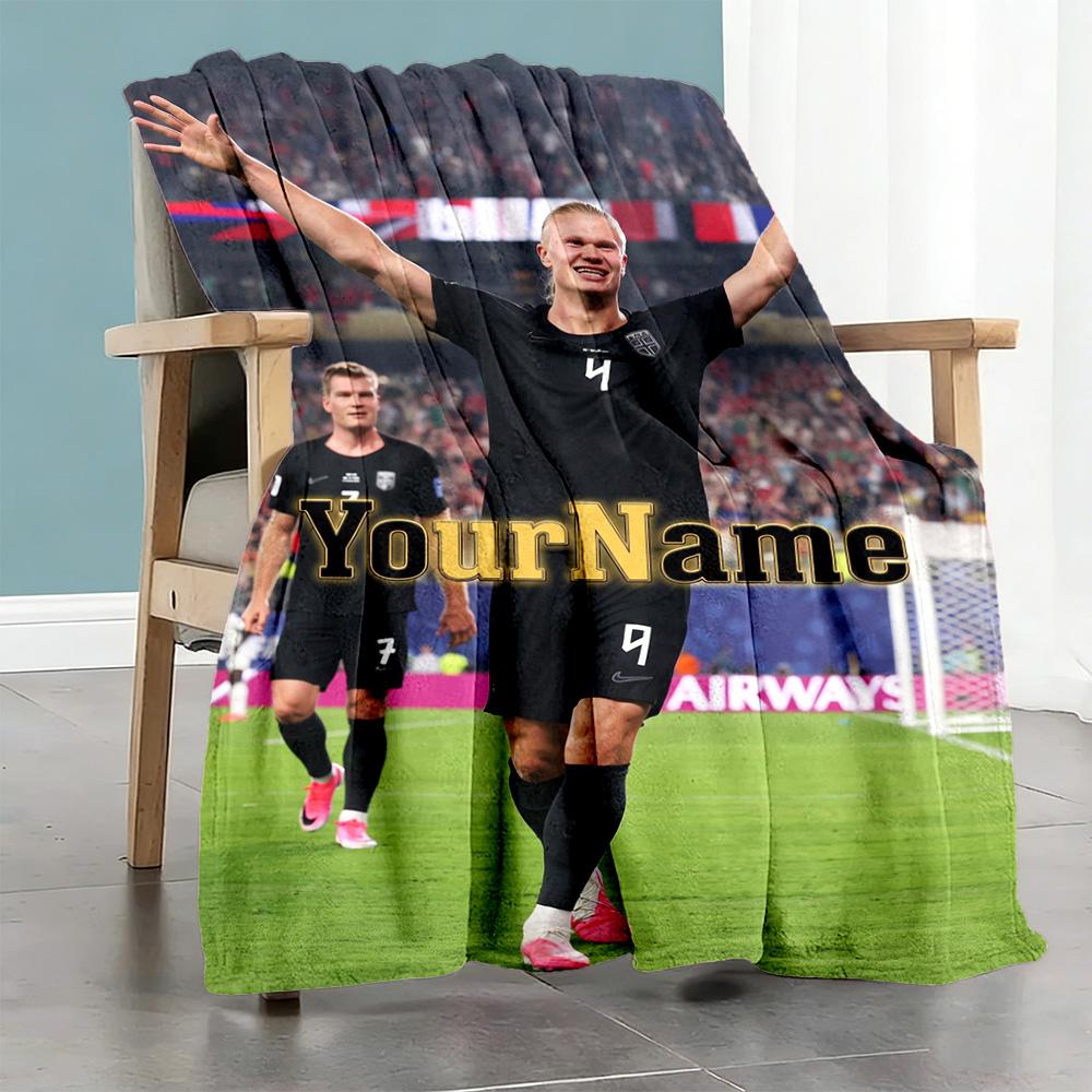 Haaland 72 Personalized Name Blanket Lightweight Personalized Blanket Comfortable Throw For Picnics Living Room Bed Sofa All-Season Use