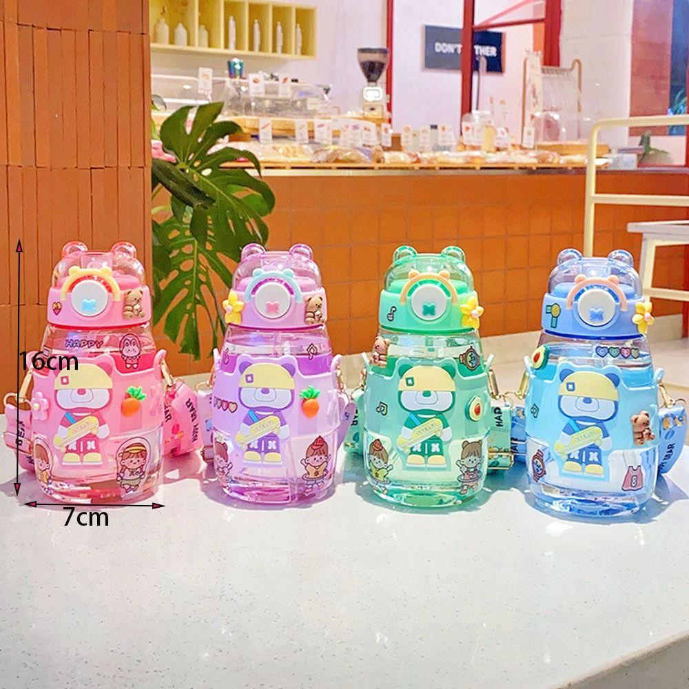 600ML With Strap Water Cup Leakproof Beverage Kettle Creative Kids Summer Water Bottle  School