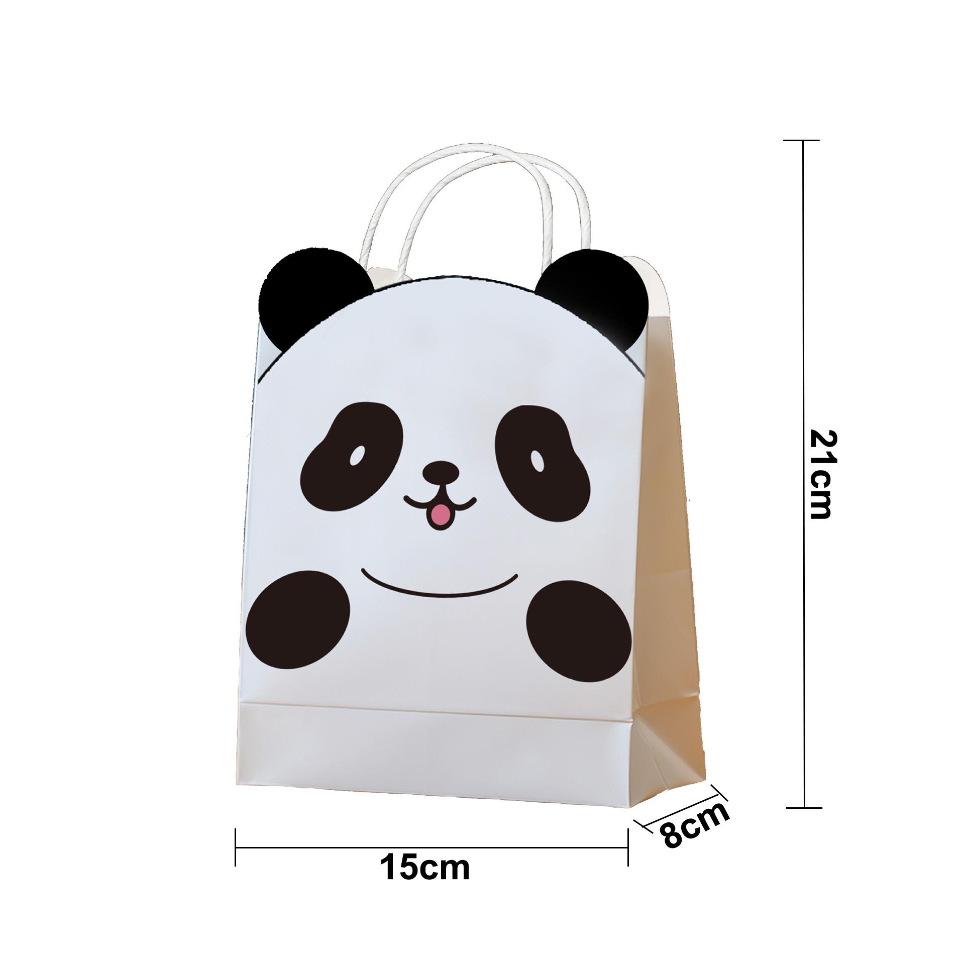 

6/12/24pcs Animals Paper Goodie Bags With Handle Panda Cat Bear Gift Bag Candy Cookies Bags for Kids Party Decorations Supplies 6pcs
