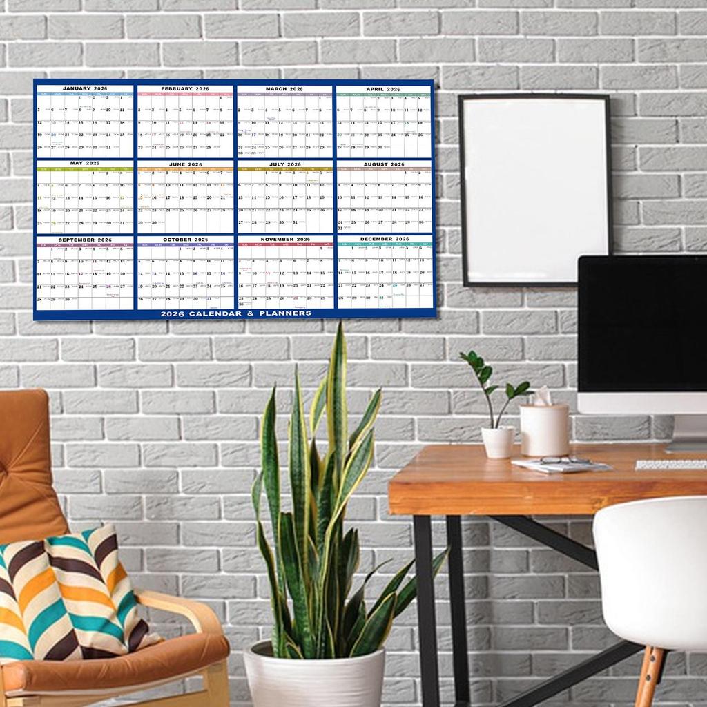 2026 Dry Erase Wall Calendar 24x36 Inch 12 Month Yearly Planner for Home Office School Teachers Students Kids Schedule Organizer