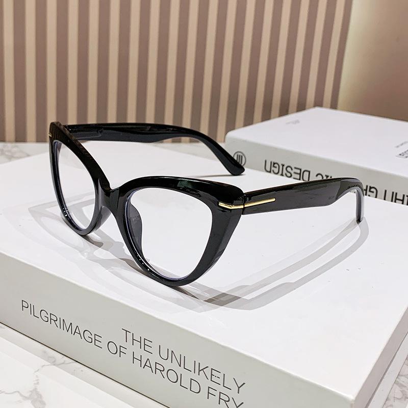 Neutral Fashion New Style Anti-Blue Light Reading Glasses Women's Cat-Eye Oversized Frame High-Definition Hyperopia Glasses +4.0