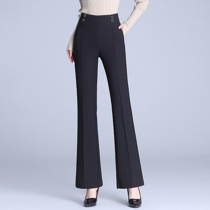 Brand Elastic Back Waist Casual Micro-Pull Pants Women'S Autumn New Fashion Simple Slim And Thin Commuter Trousers