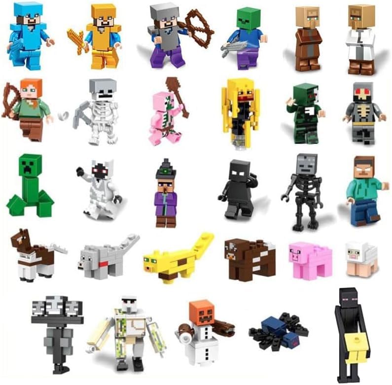 Minecraft 30-Block Set with Baseplate, Steve Toy, Birthday Gift for Boys