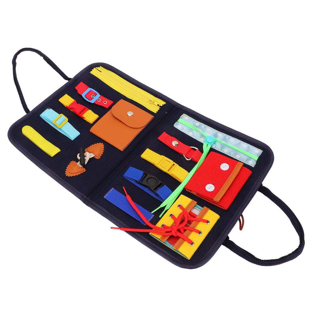 Toddler Busy Board Intelligence Development Color Cognition Pocket Zipper Sensory Board for Fine