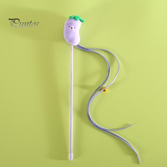Cat Tease Stick Toy Interactive Bite-Resistant Plush Cartoon Fruits Cats Stick Attracts Attention Kitten Teaser Wand Toy for Playing