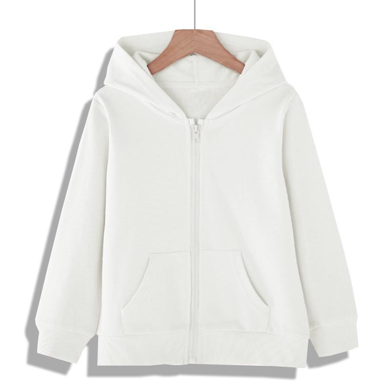 Kids' Hooded Zip-Up Cardigan: Lightweight, Long-Sleeved, Solid Color Jacket for Spring & Autumn