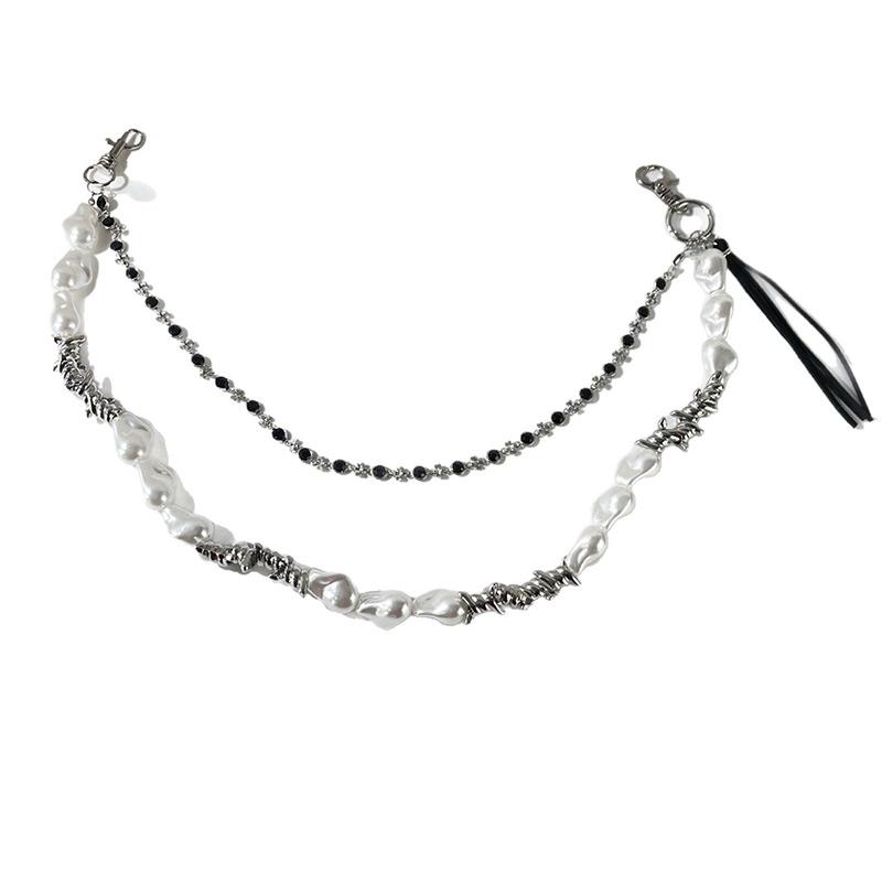 Modische Perlen-Hüftkette Herren Accessoires Y2k Retro Punk Quasten Hosenkette Damen Amerikanischer Hip-Hop Hüft Accessoires