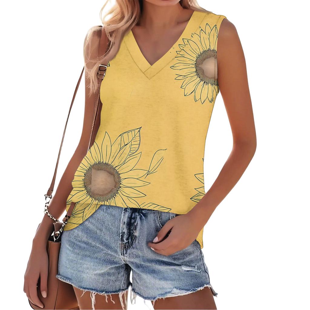 Women's Fashionable Casual Everyday Versatile Floral Print Slim-Fit Summer Tank Top