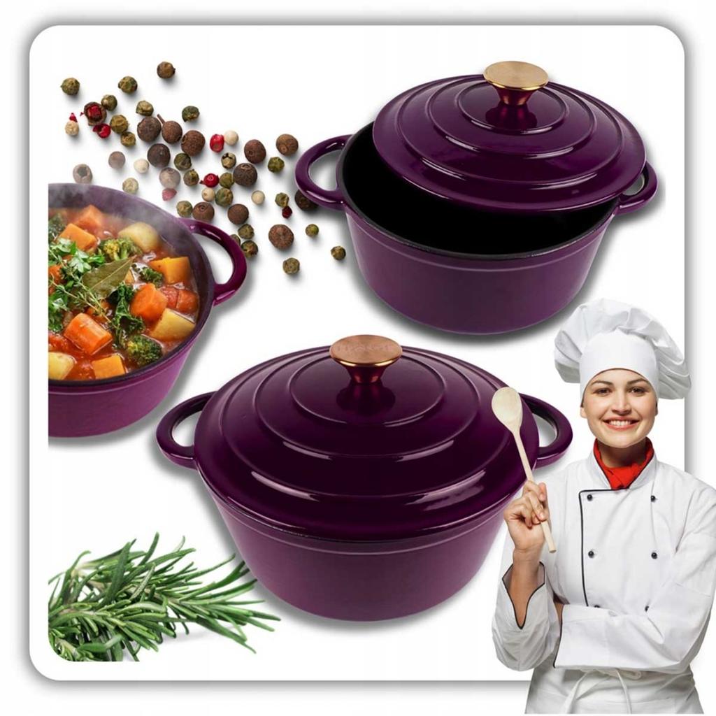ENAMELED CAST IRON POT 22cm 3L HAGE EGGPLANT