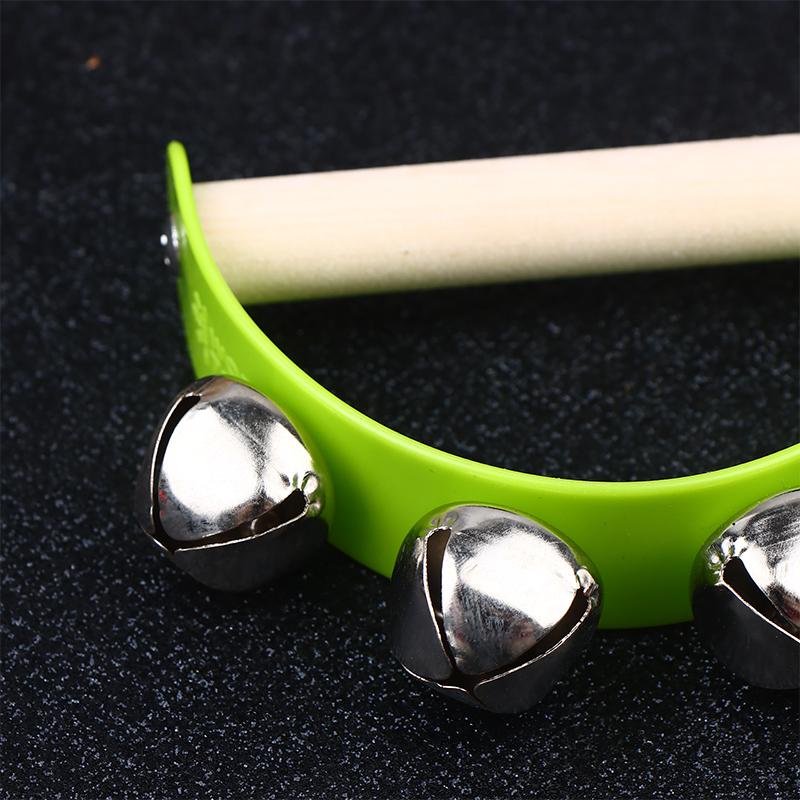 Wooden Half Round Hand Ringing Bell Children Tambourine Musical Orff Instruments Clapper Handle Educational Fun Toys