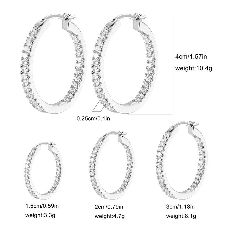 Zirconia Oval Earrings for Women, Gold & Silver Versatile Luxury Hoops, Fashionable Cross-Border Ear Studs