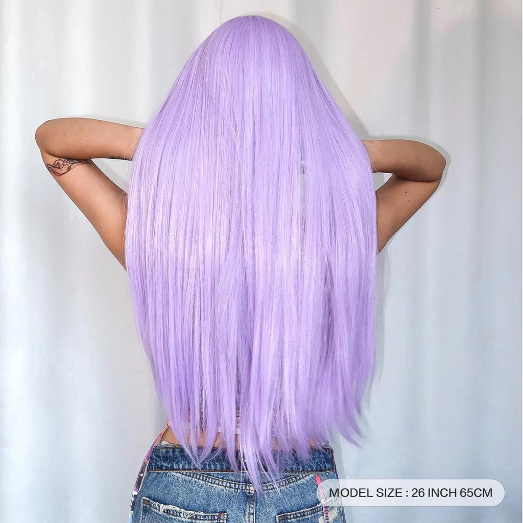 EASIHAIR Purple Synthetic Wigs for White Women Long Straight Headband Wigs Natural Hair Heat Resistant Daily Cosplay Fake Hair