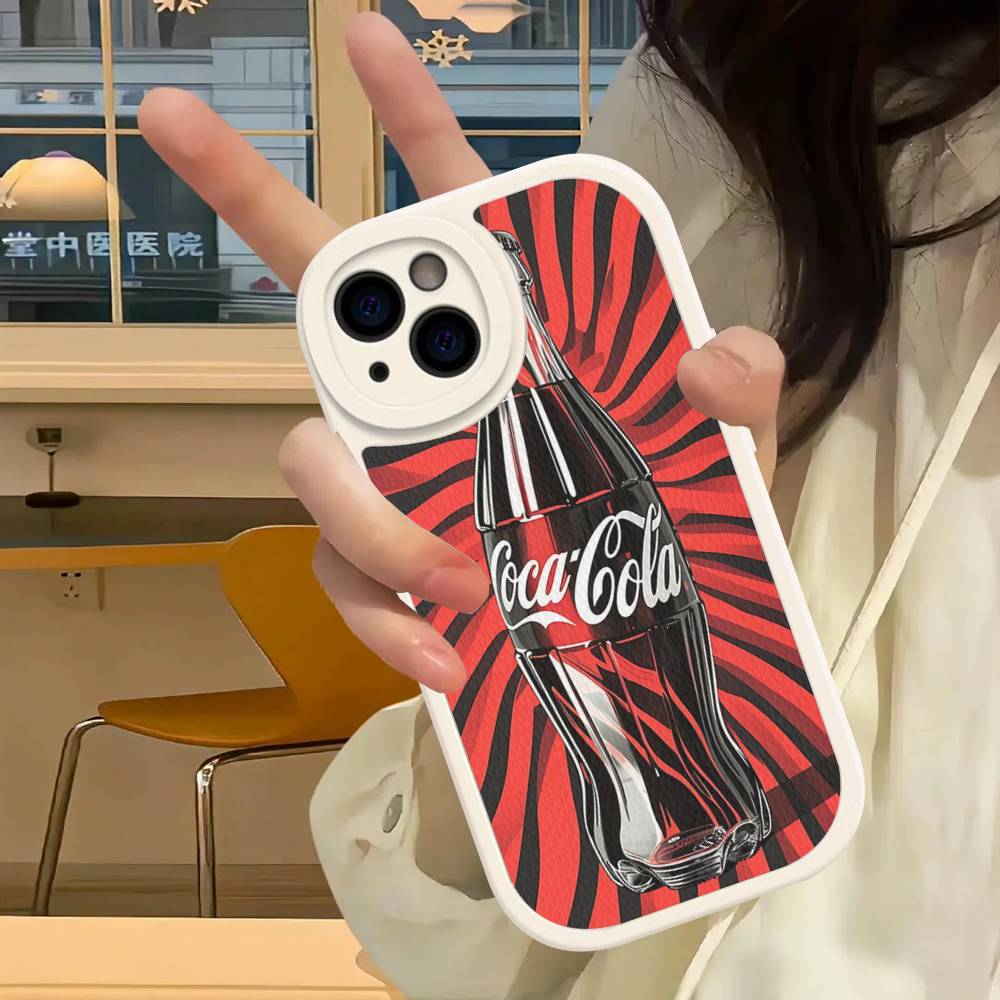 Hot C-Coca Drinks C-Cola Phone Case For Iphone 16 15 14 13 12 11 Pro Max Plus Leather Soft Back Cover