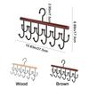 Wall Mounted Wooden Sling Hanger 360 Degrees Rotating Space Saving Camisole Clothes Hanger with 18 Hooks Large Capacity