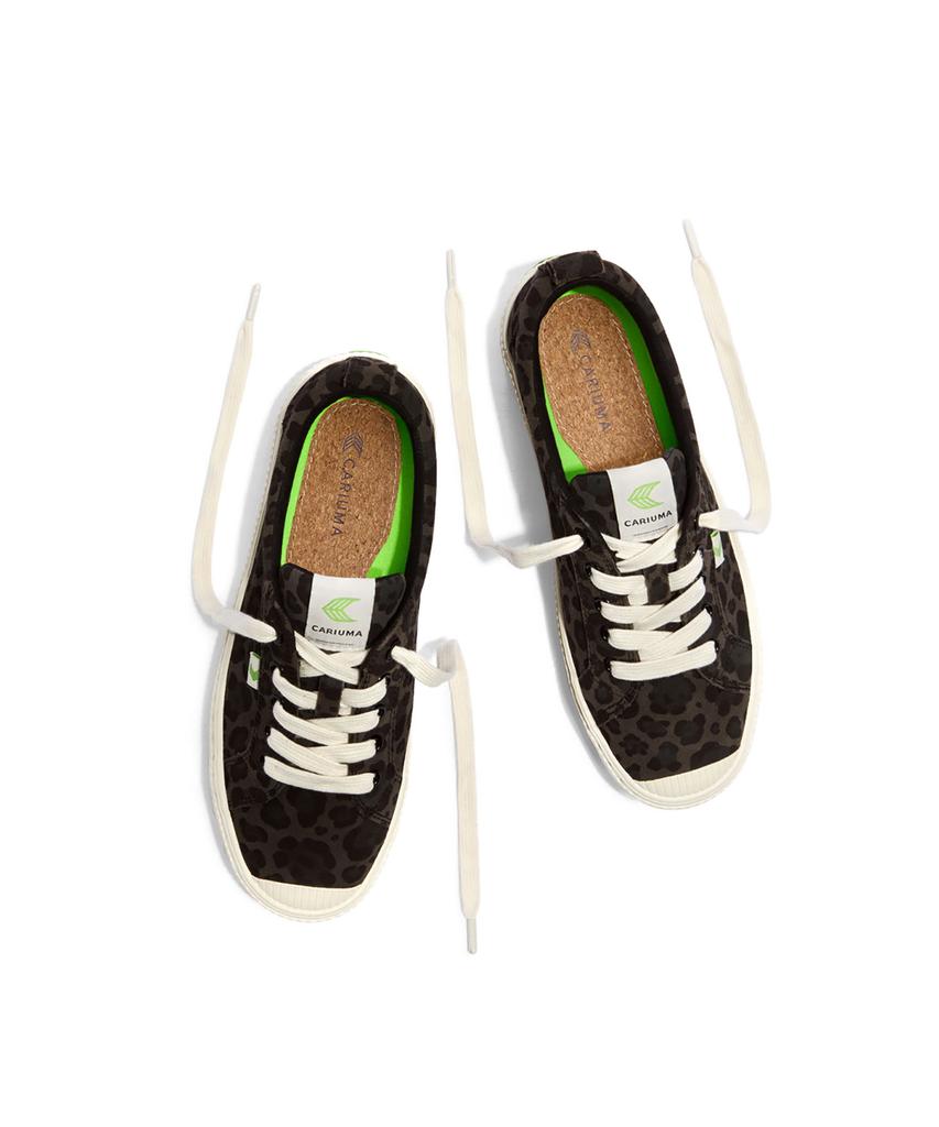 Cariuma Oka Low Black Jaguar Print Suede
