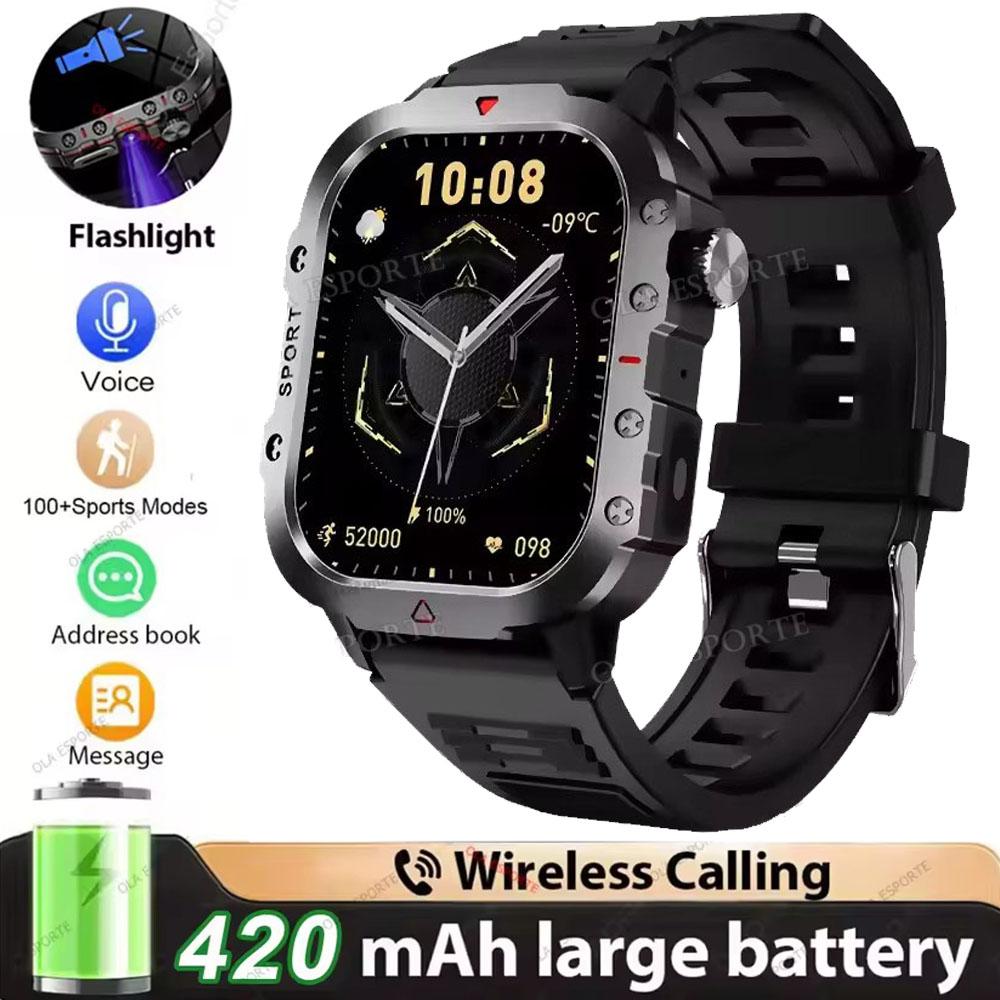 New Military Smart Watch Men IP68 5ATM Outdoor Sports Fitness Tracker Health Monitoring 1.81Inch Bluetooth Calls Smartwatch HT30