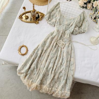 Summer Fairy Dress Women French Style Vintage Retro Chiffon Dress Female 2023