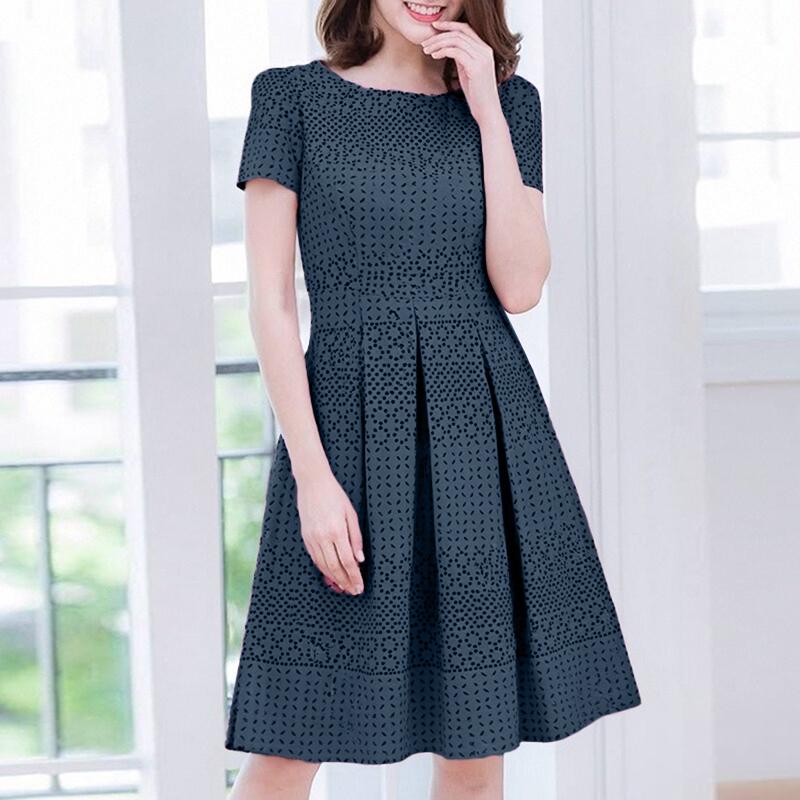 

ZANZEA Women Casual O-neck Loose Summer Short Sleeve Print Dress 3XL