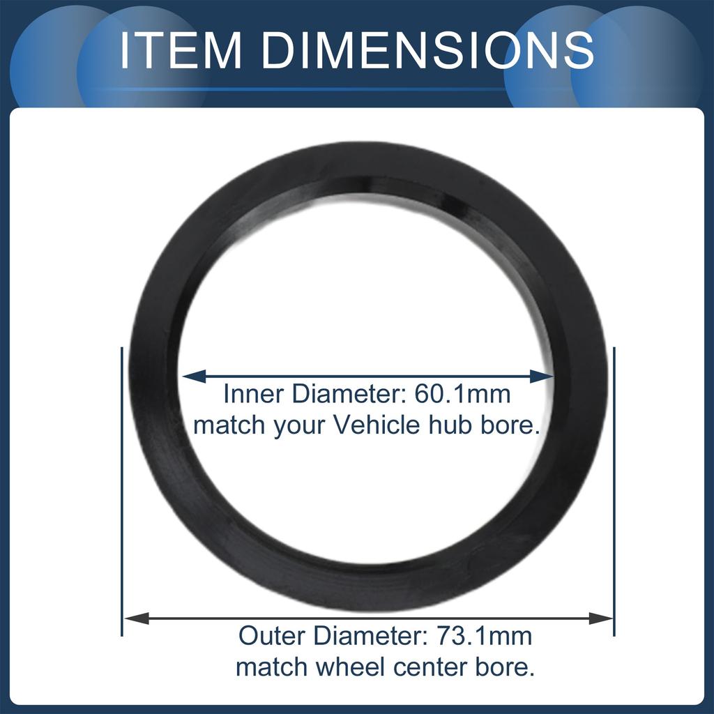 INFINAUTO Hub Centric Ring 60.1mm ID 73.1mm OD Car Wheel Hub Ring ABS Plastic Black 4pcs