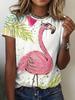 Aquarell Flamingo Tropisches T-Shirt Damen Lässig Kurzarm Rundhals Sommer Strandurlaub Grafik-T-Shirt Lustiges Alltags-Shirt
