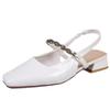 Coarse heel medium heel square head back empty bag head sandals women's new spring and summer fairy versatile Mary Jane single shoes