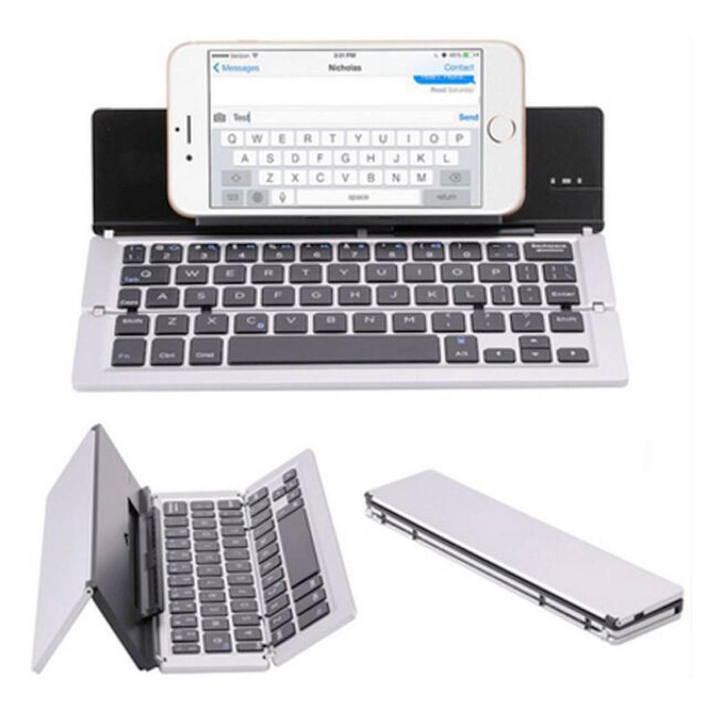 Faltbare kabellose Tastatur mit Handyhalter Leichte praktische leise Tastatur für PC Laptops Tablets