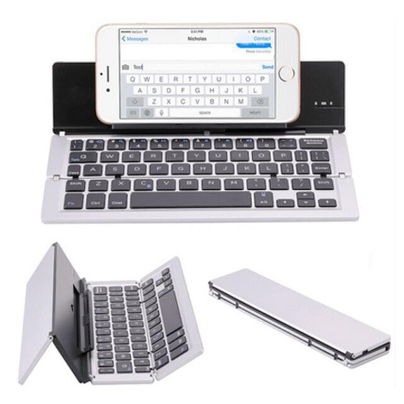 Folding Wireless Keyboard with Phone Holder