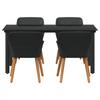 Garden Dining Set with Cushions 5 pcs Black Poly Rattan