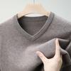 Men's Versatile V-Neck Cashmere Sweater: Warm Autumn/Winter Knit for Middle-Aged & Young Adults