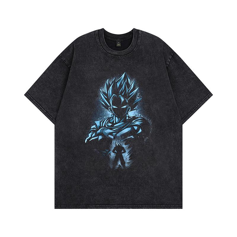 Summer New American Washing Water Short Sleeves Old High Street Style T-shirt Heavy Loose Couple Tide Men and Women Same Style