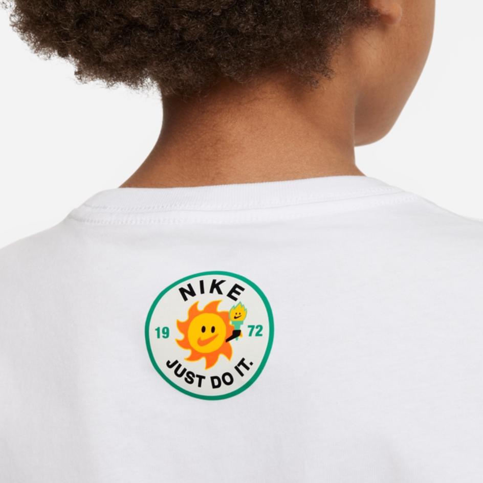 Nike Time To Win Letter Logo Print Round Neck Short Sleeve T-Shirt Kids Tops White FQ3660-100