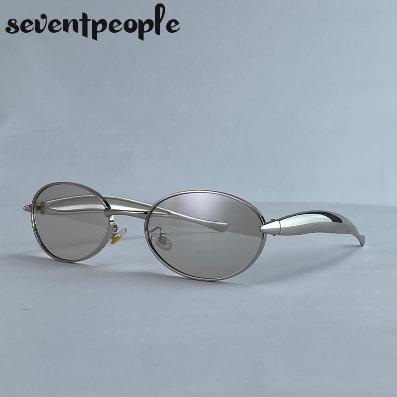 Steampunk Small Frame Oval Sunglasses Women  Luxury Brand Fashion Metal Sun Glasses For Ladies Vintage Driving Shades UV400