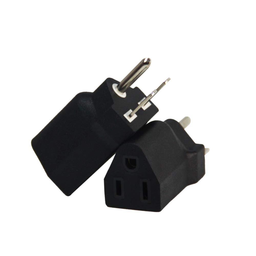 2pcs Black 3prong Electrical Converter Copper American Power Adapter  Electrician